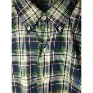 Men's Ralph Lauren Classic Fit Long Sleeve Button Up Plaid Shirt Blue/Green - XL